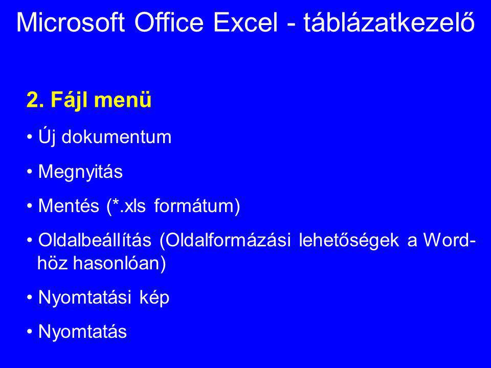 Microsoft Office Excel - táblázatkezelő
