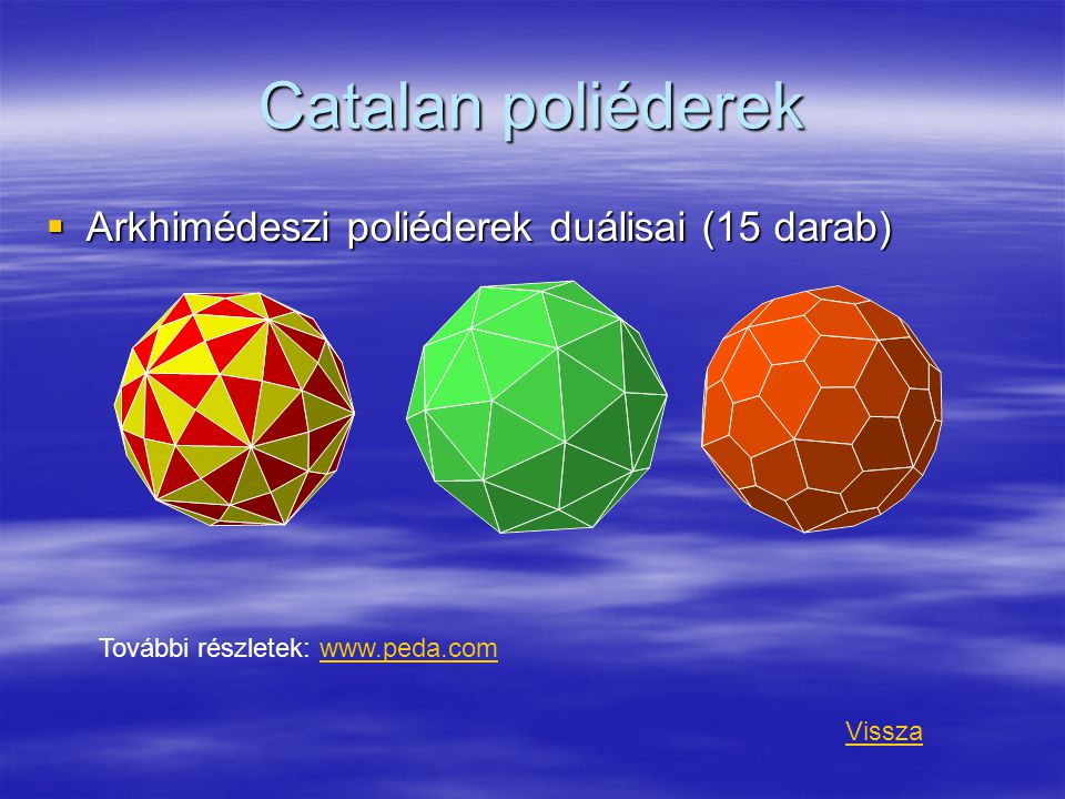 Catalan poliéderek Arkhimédeszi poliéderek duálisai (15 darab)