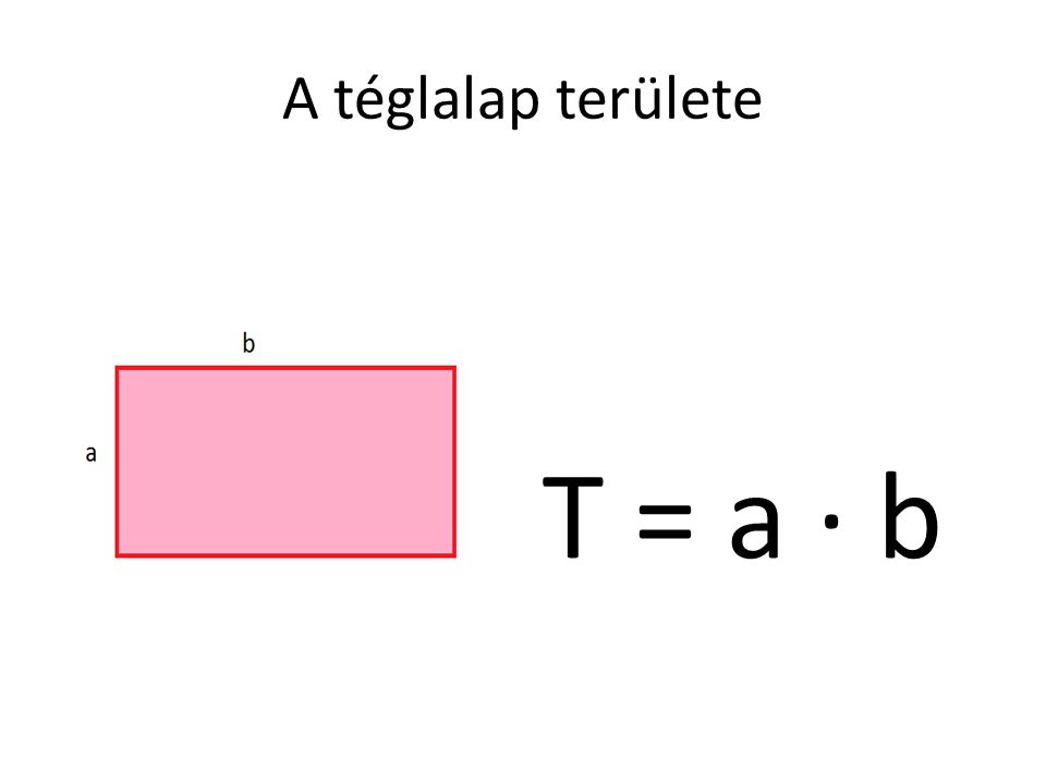 A téglalap területe T = a · b