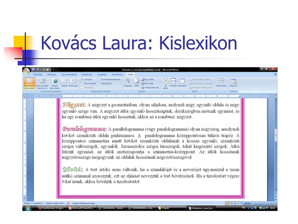 Kovács Laura: Kislexikon