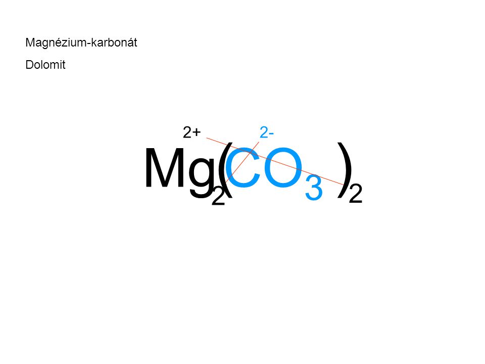 Magnézium-karbonát Dolomit ( ) Mg CO3 2 2