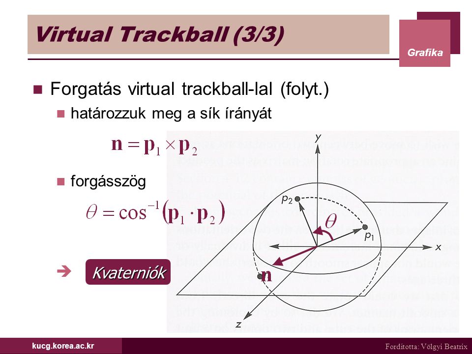 Virtual Trackball (3/3) Forgatás virtual trackball-lal (folyt.)