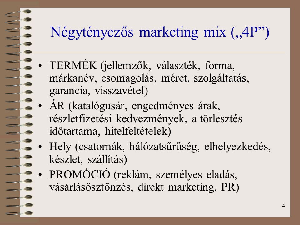Négytényezős marketing mix („4P )