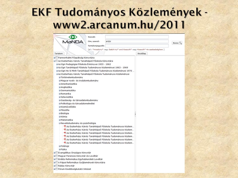EKF Tudományos Közlemények - www2.arcanum.hu/2011