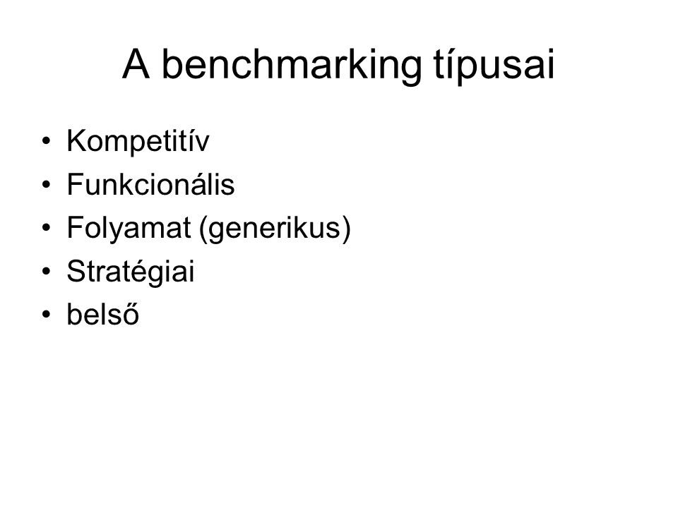 A benchmarking típusai
