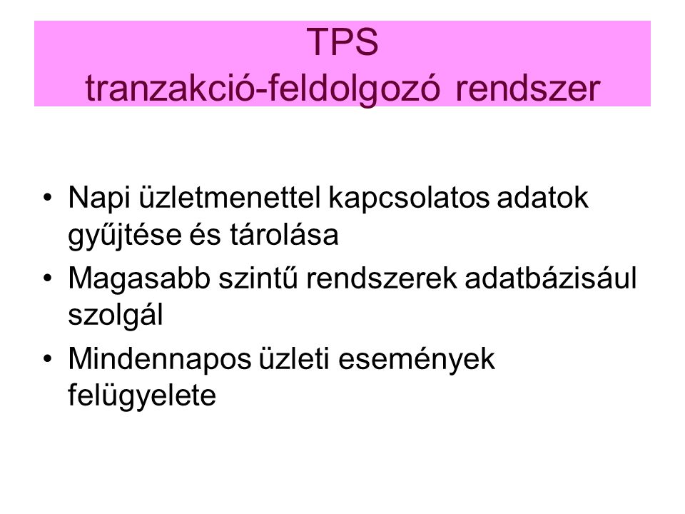 TPS tranzakció-feldolgozó rendszer