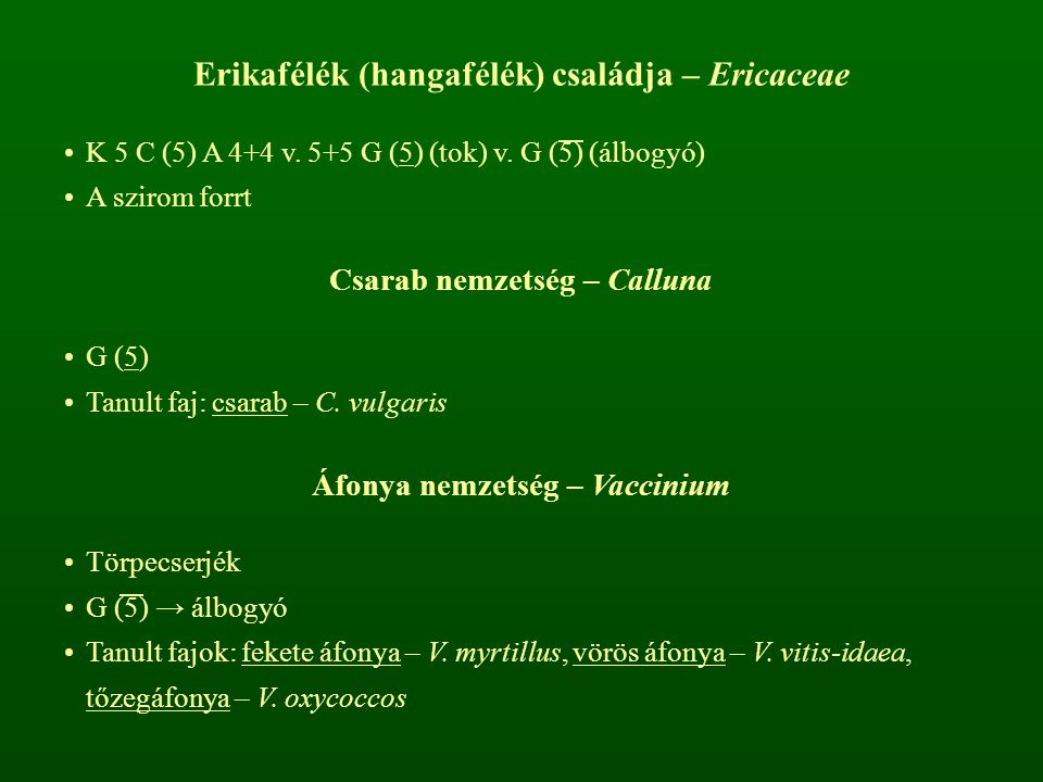 Erikafélék (hangafélék) családja – Ericaceae