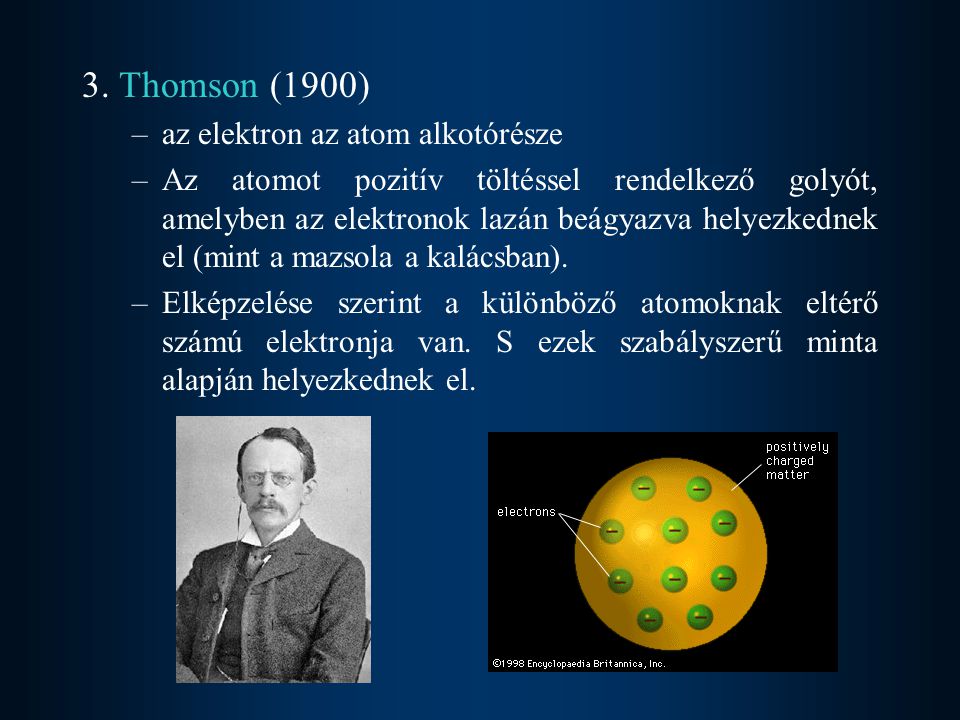 3. Thomson (1900) az elektron az atom alkotórésze