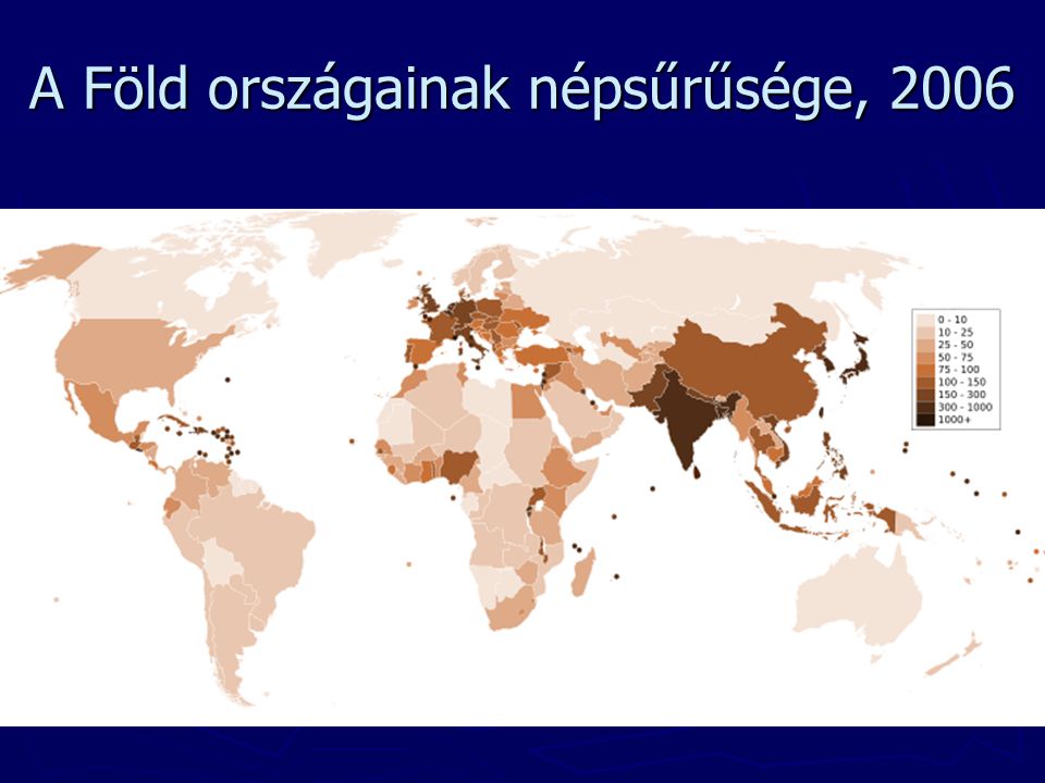 A Föld országainak népsűrűsége, 2006