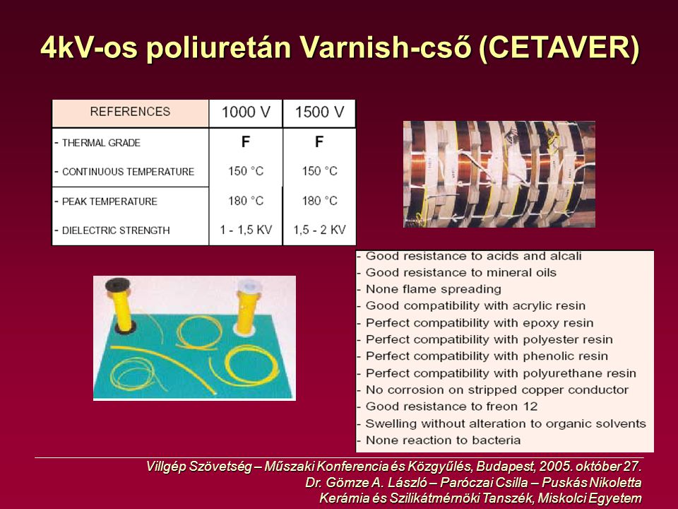 4kV-os poliuretán Varnish-cső (CETAVER)