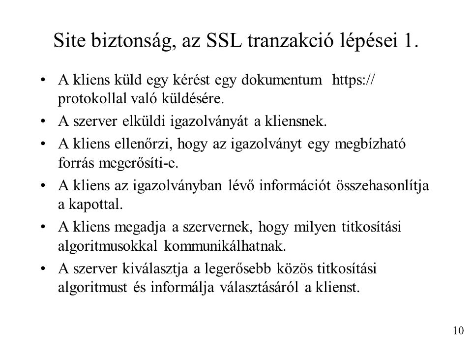 Site biztonság, az SSL tranzakció lépései 1.