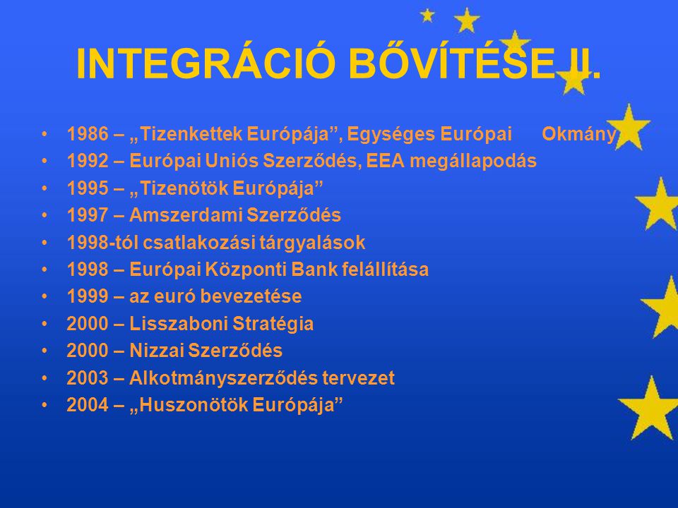 INTEGRÁCIÓ BŐVÍTÉSE II.