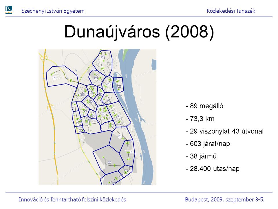 Dunaújváros (2008) 89 megálló 73,3 km 29 viszonylat 43 útvonal
