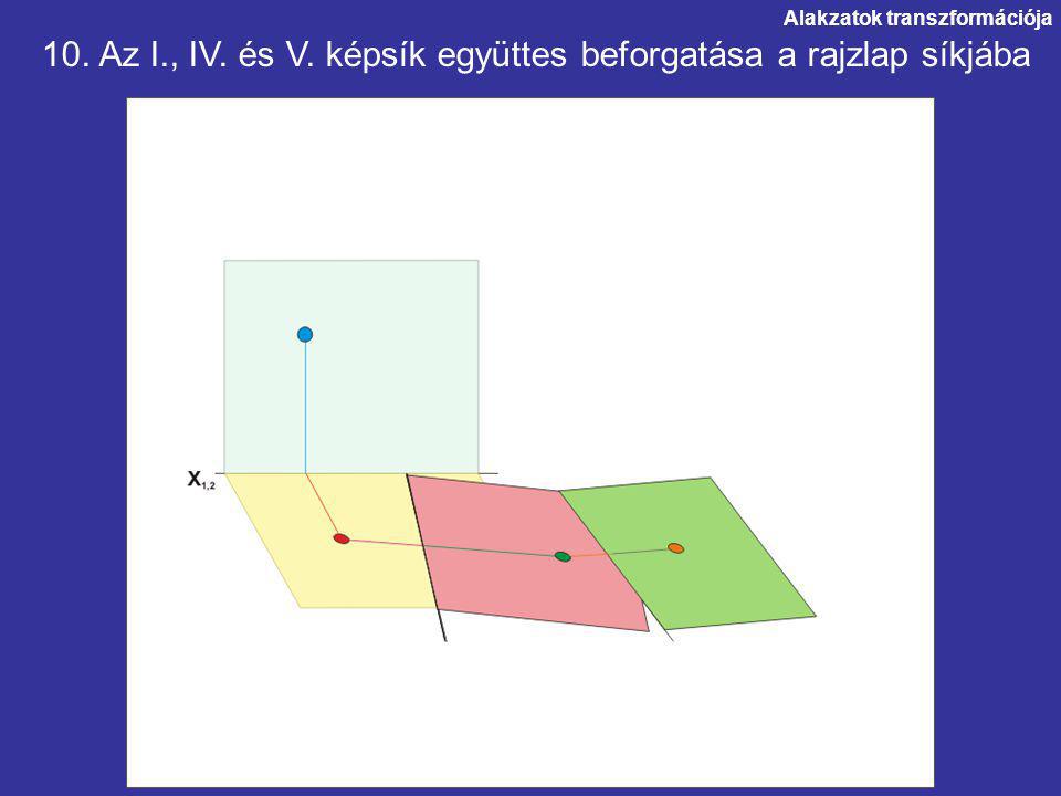 10. Az I., IV. és V. képsík együttes beforgatása a rajzlap síkjába