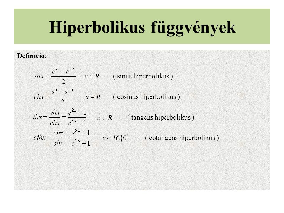 Hiperbolikus függvények