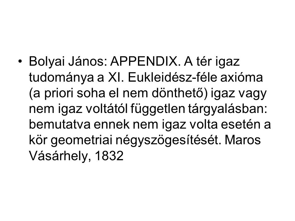 Bolyai János: APPENDIX. A tér igaz tudománya a XI