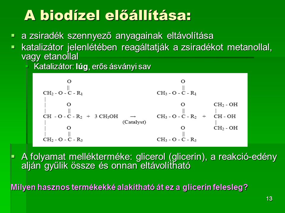 A biodízel előállítása: