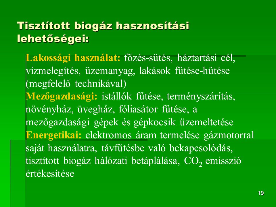 Tisztított biogáz hasznosítási lehetőségei:
