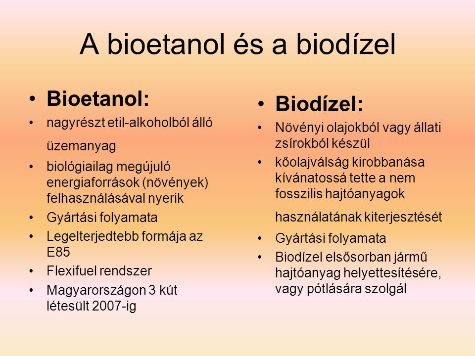 A bioetanol és a biodízel
