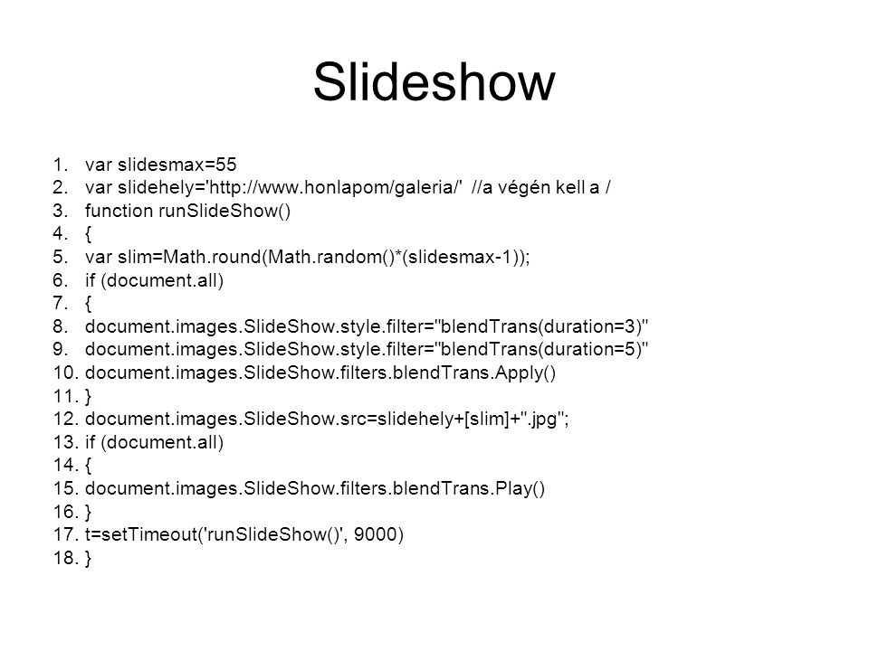 Slideshow var slidesmax=55