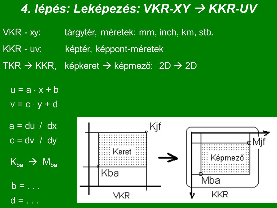 4. lépés: Leképezés: VKR-XY  KKR-UV