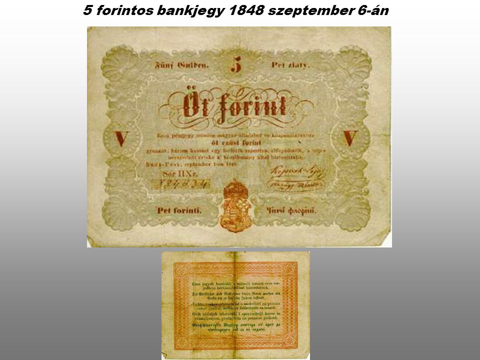 5 forintos bankjegy 1848 szeptember 6-án