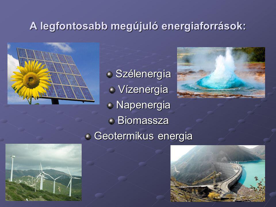 A legfontosabb megújuló energiaforrások: