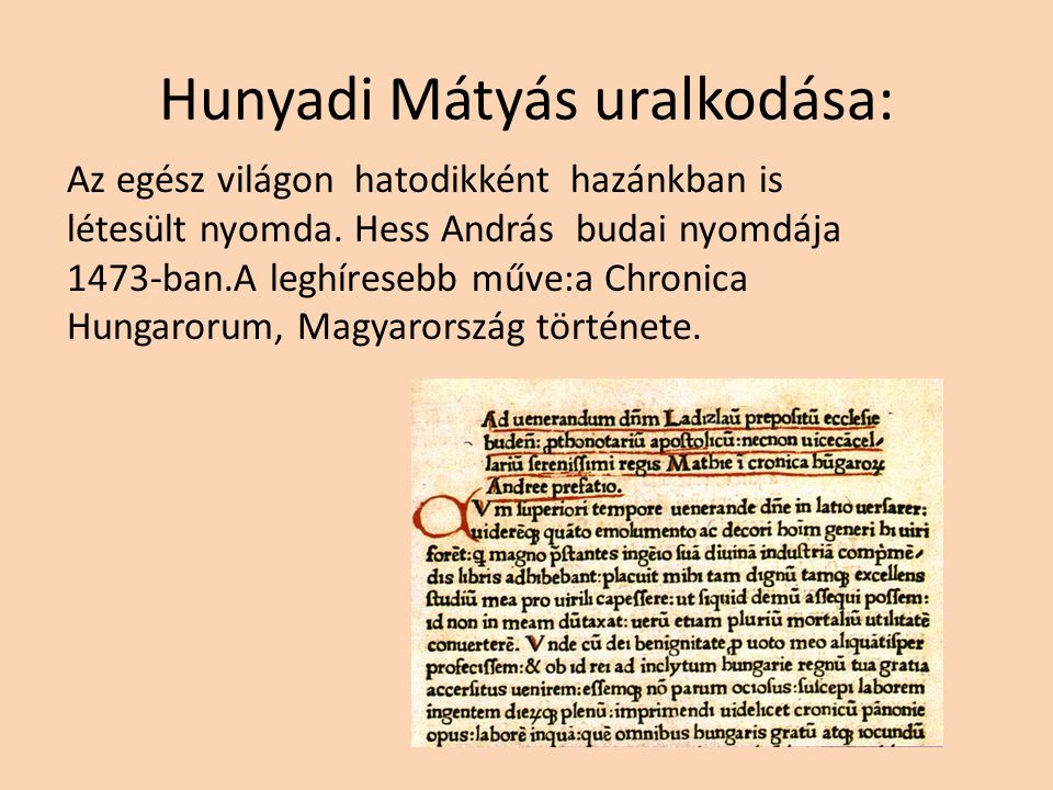 Hunyadi Mátyás uralkodása:
