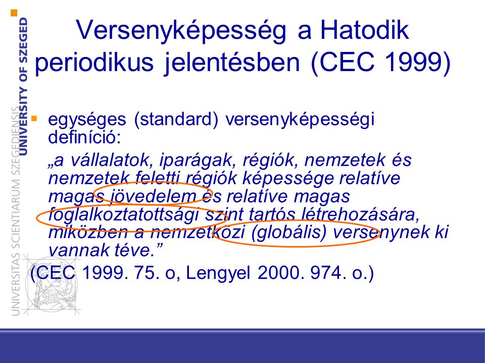 Versenyképesség a Hatodik periodikus jelentésben (CEC 1999)