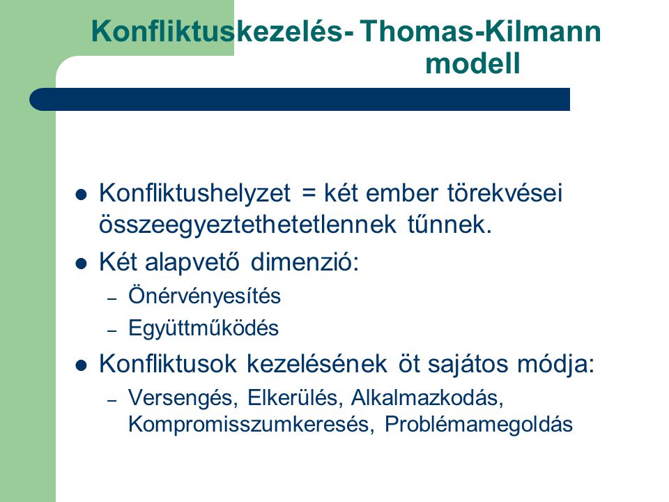 Konfliktuskezelés- Thomas-Kilmann modell