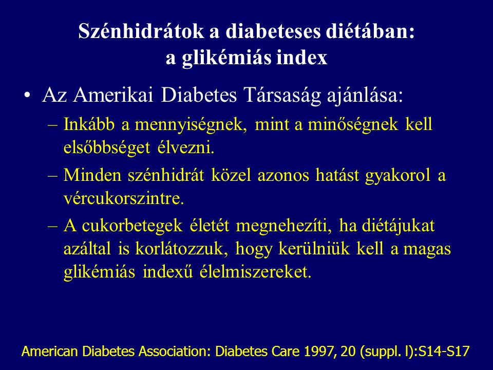 Szénhidrátok a diabeteses diétában: a glikémiás index