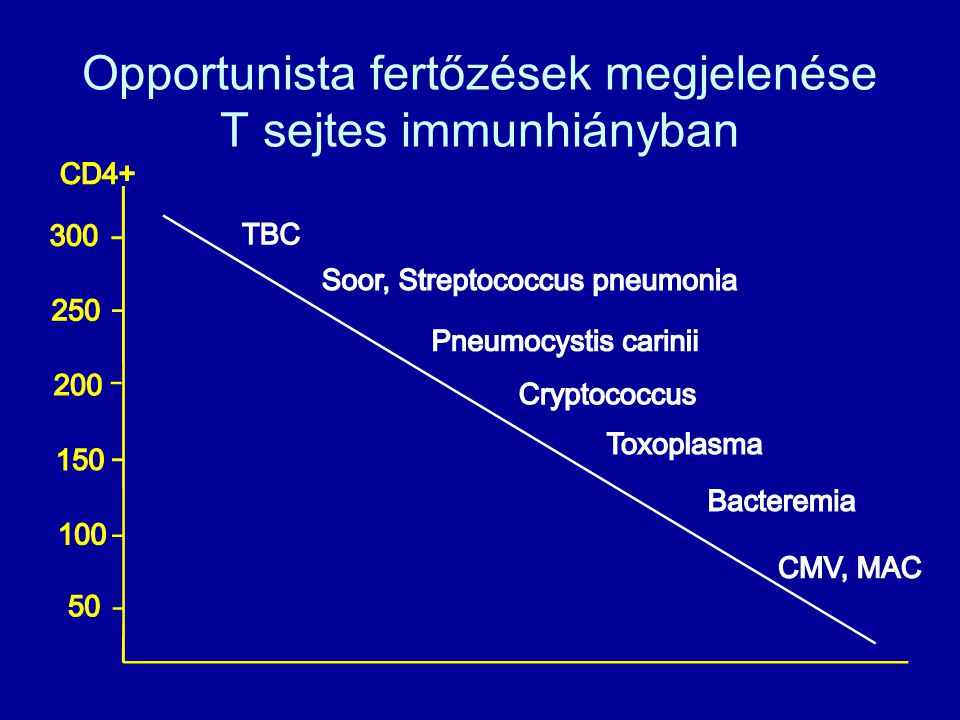 Opportunista fertőzések megjelenése T sejtes immunhiányban