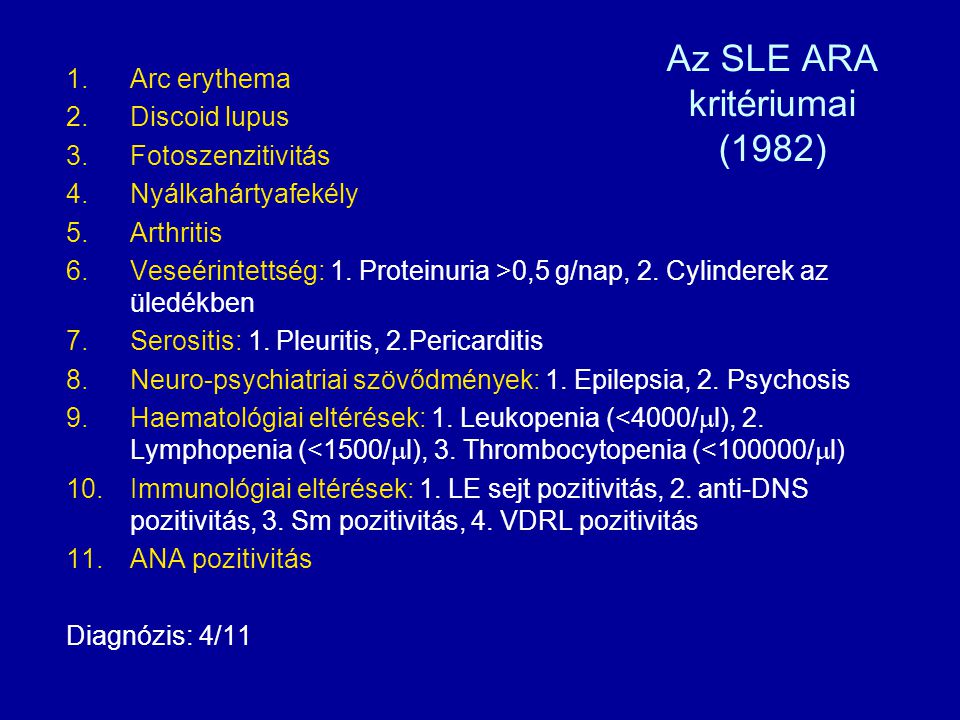 Az SLE ARA kritériumai (1982)