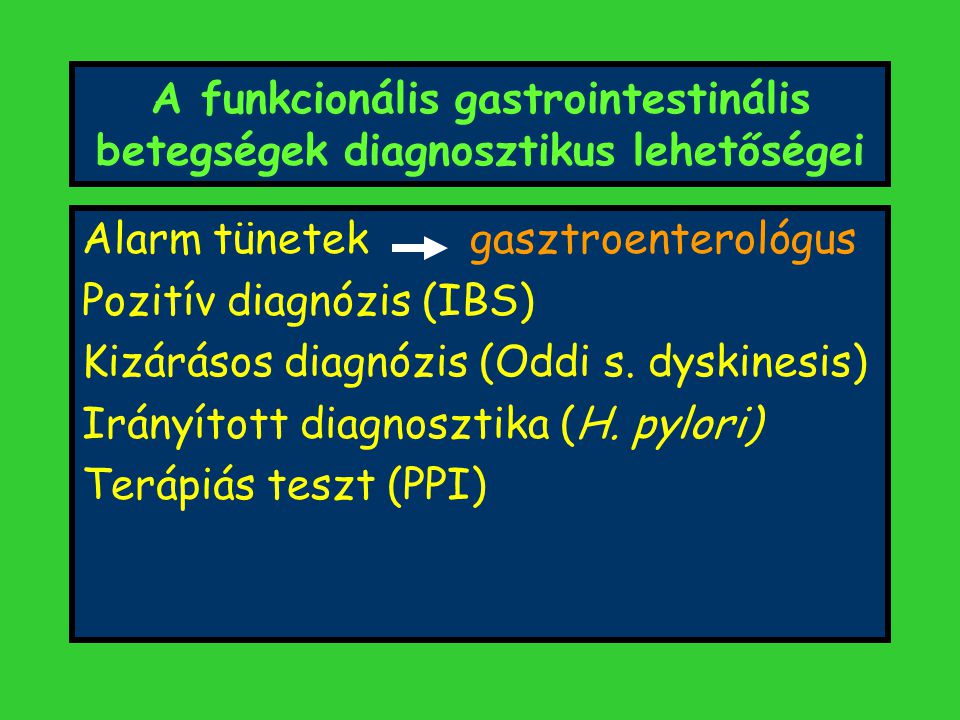 A funkcionális gastrointestinális betegségek diagnosztikus lehetőségei