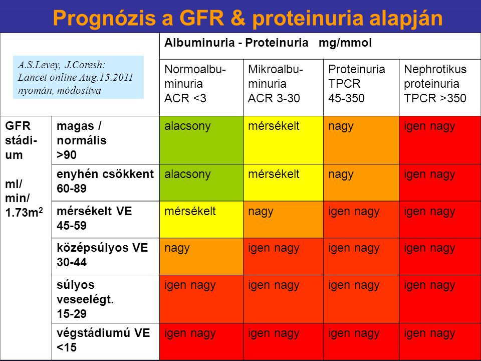 Prognózis a GFR & proteinuria alapján