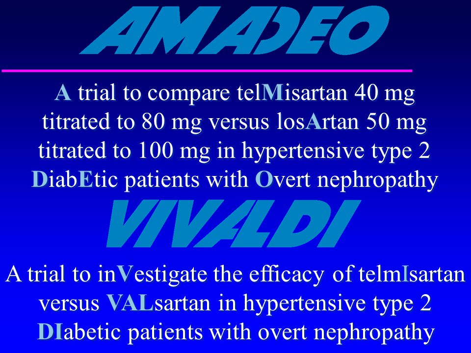 A trial to compare telMisartan 40 mg titrated to 80 mg versus losArtan 50 mg titrated to 100 mg in hypertensive type 2 DiabEtic patients with Overt nephropathy