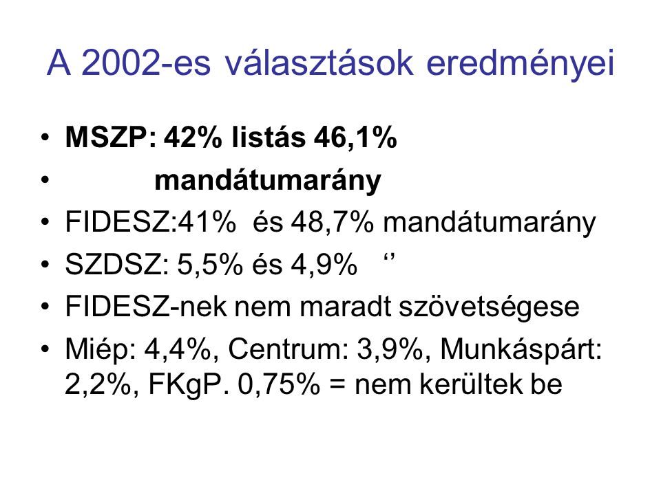 A 2002-es választások eredményei