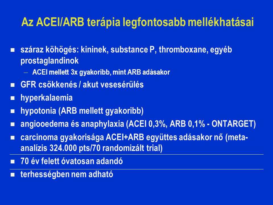 Az ACEI/ARB terápia legfontosabb mellékhatásai