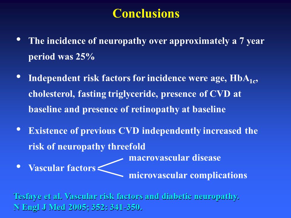 Conclusions The incidence of neuropathy over approximately a 7 year period was 25%