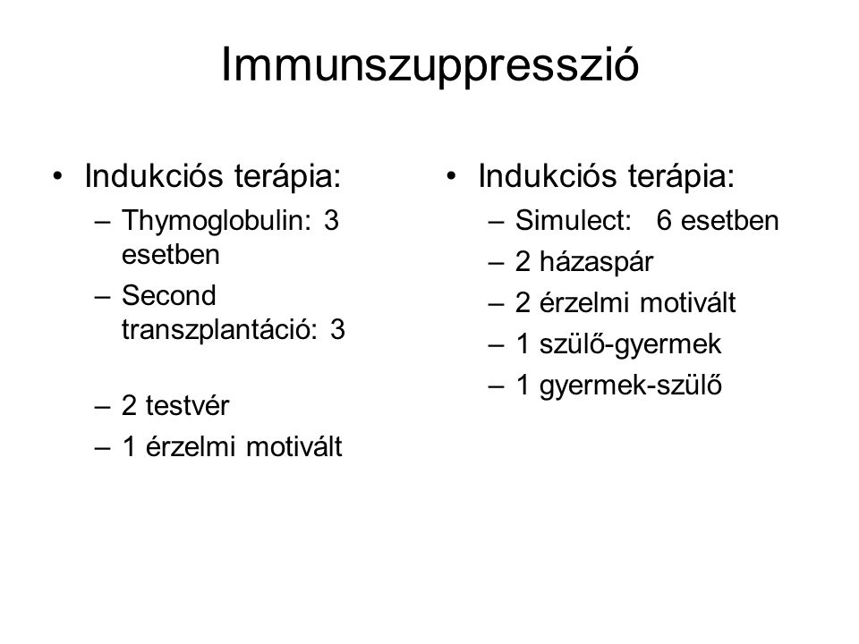 Immunszuppresszió Indukciós terápia: Indukciós terápia: