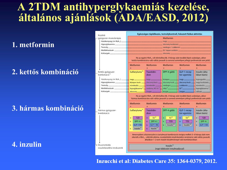 A 2TDM antihyperglykaemiás kezelése, általános ajánlások (ADA/EASD, 2012)
