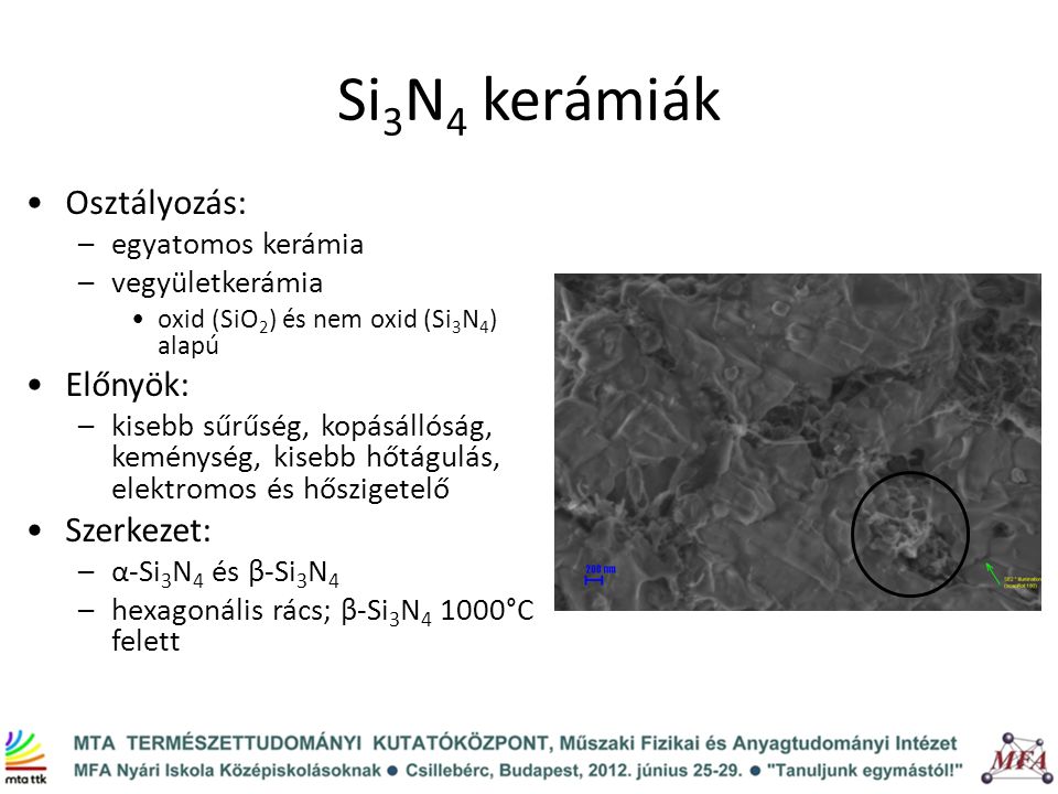 Si3N4 kerámiák Osztályozás: Előnyök: Szerkezet: egyatomos kerámia
