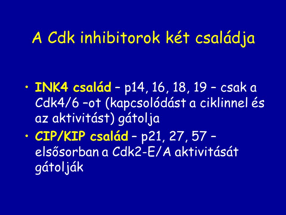 A Cdk inhibitorok két családja