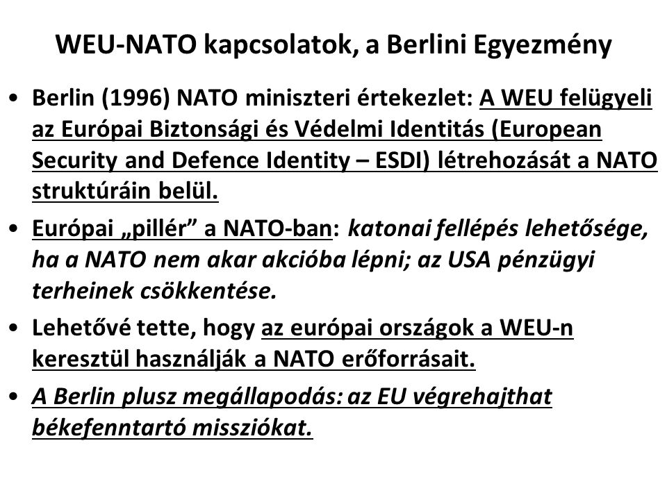 WEU-NATO kapcsolatok, a Berlini Egyezmény
