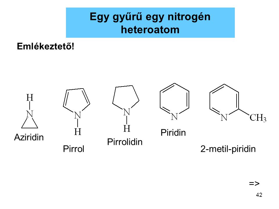 Egy gyűrű egy nitrogén heteroatom
