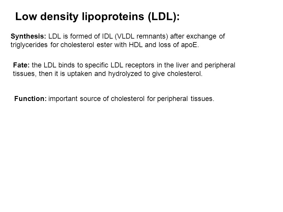Low density lipoproteins (LDL):