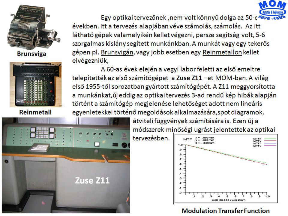 * Találmányok száma Optikai rendszerek Tervezése 1958 Tóth Pál 18*