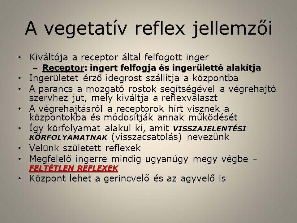A vegetatív reflex jellemzői