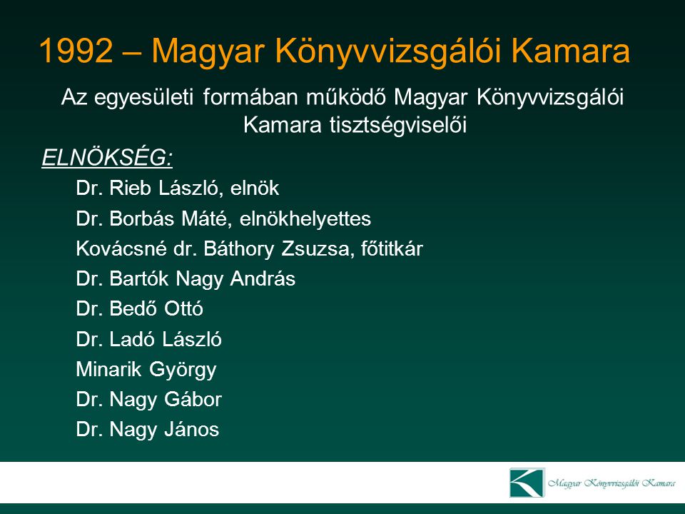 1992 – Magyar Könyvvizsgálói Kamara