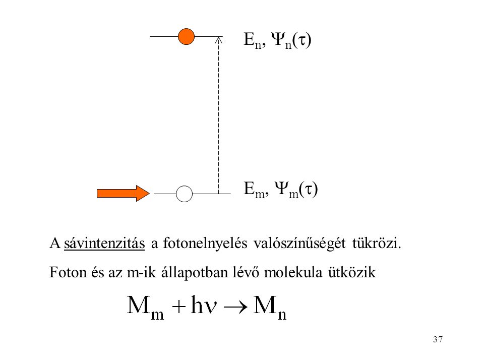 Em, m() En, n() A sávintenzitás a fotonelnyelés valószínűségét tükrözi.